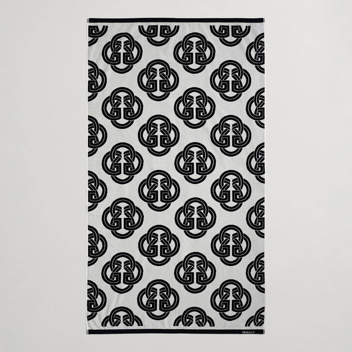 Black/White Monogram Print Beach Towel main product photo