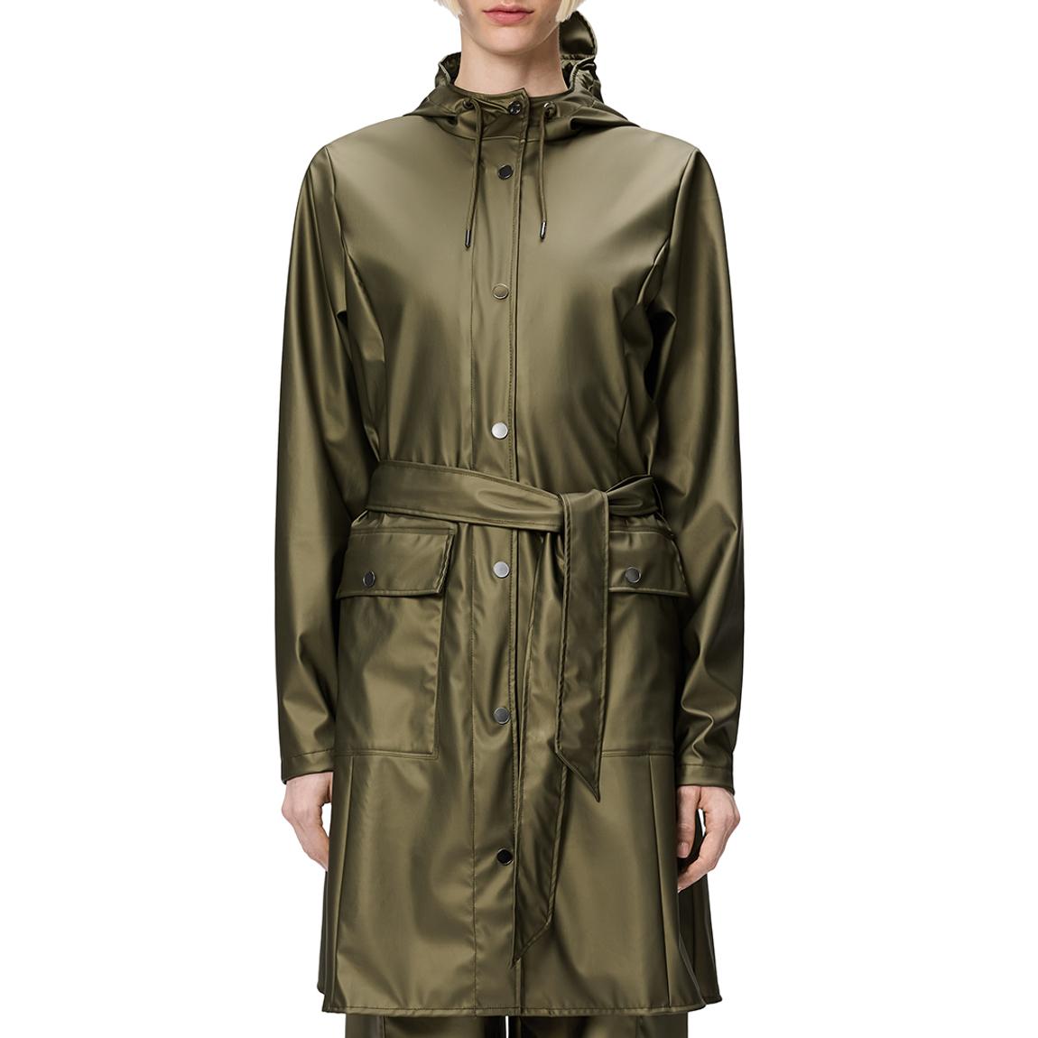 Khaki Shine Curve Unisex Waterproof Long Jacket  main product photo