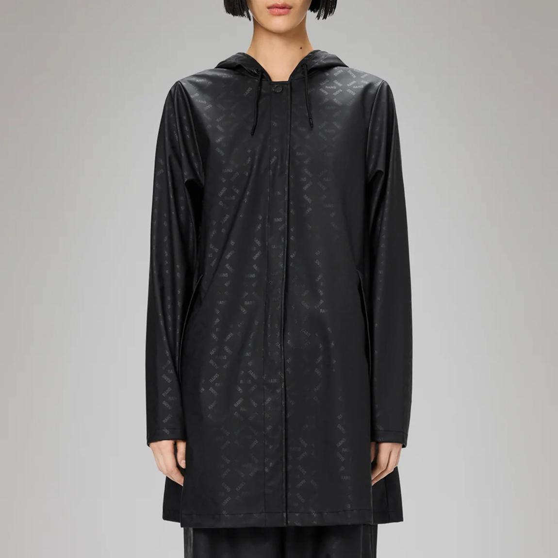Black Monogram A-Line Unisex Waterproof Rain Jacket main product photo