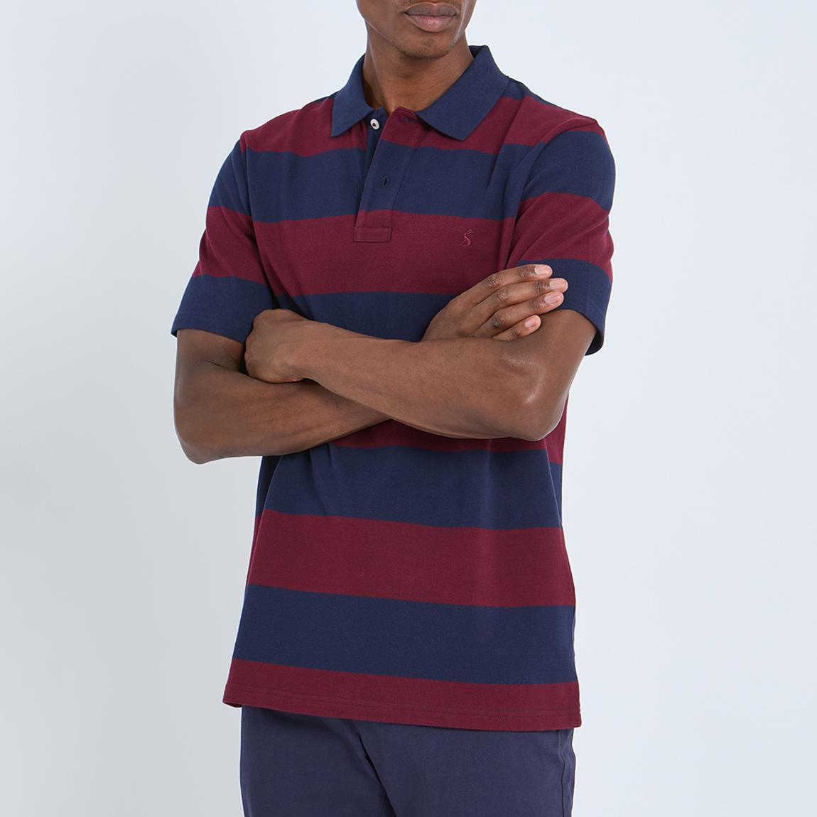 Red/ Navy Stripe Filbert Cotton Polo Shirt main product photo