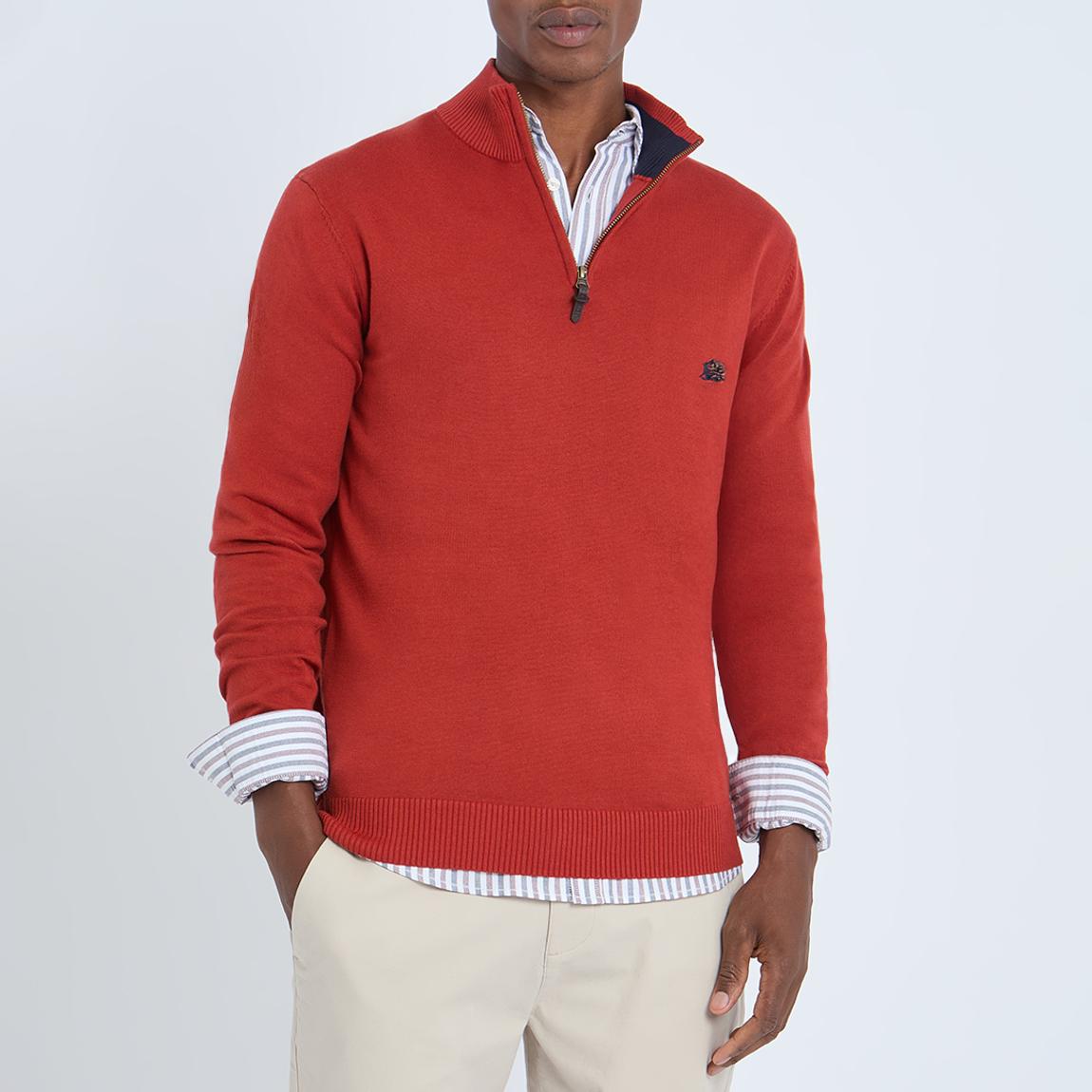 Rust Hillside Cotton 1/2 Zip Jumper main product photo