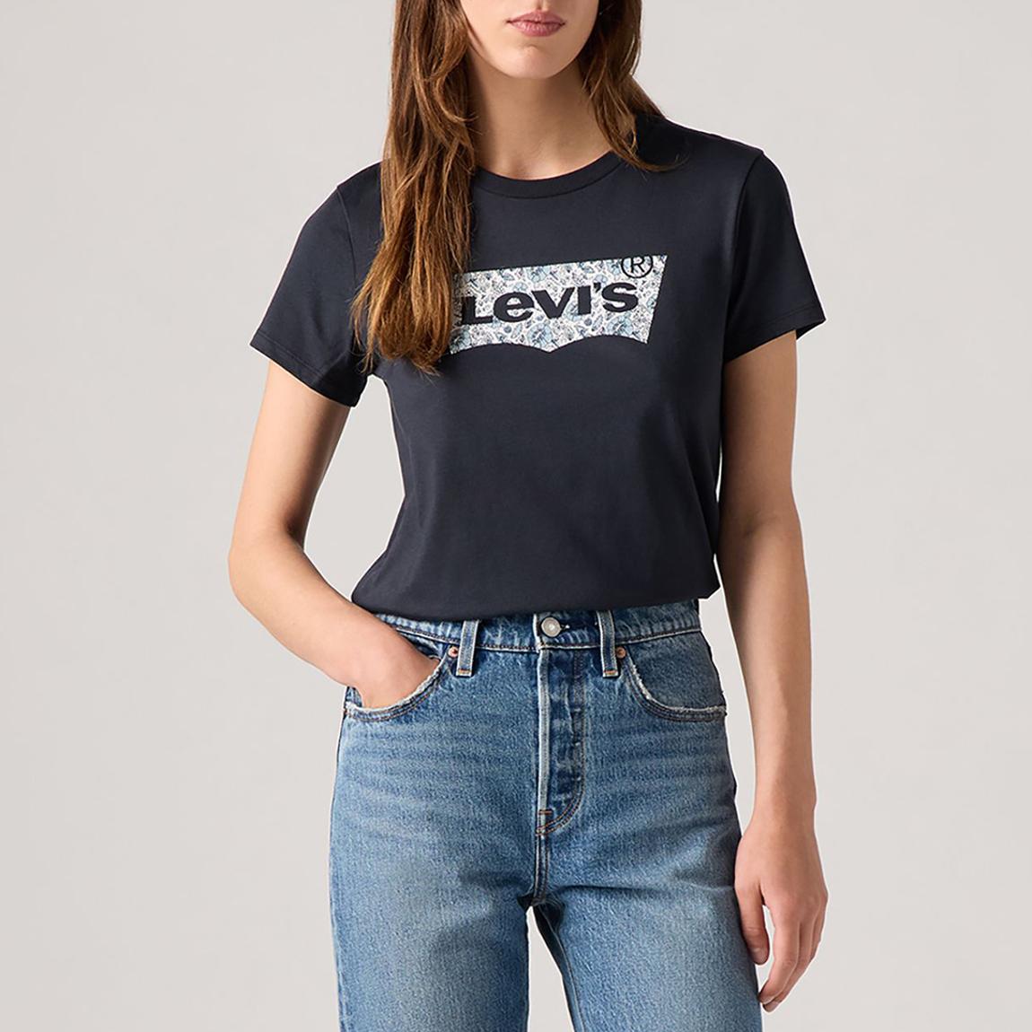 Black Floral Logo Printed Cotton T-Shirt main product photo