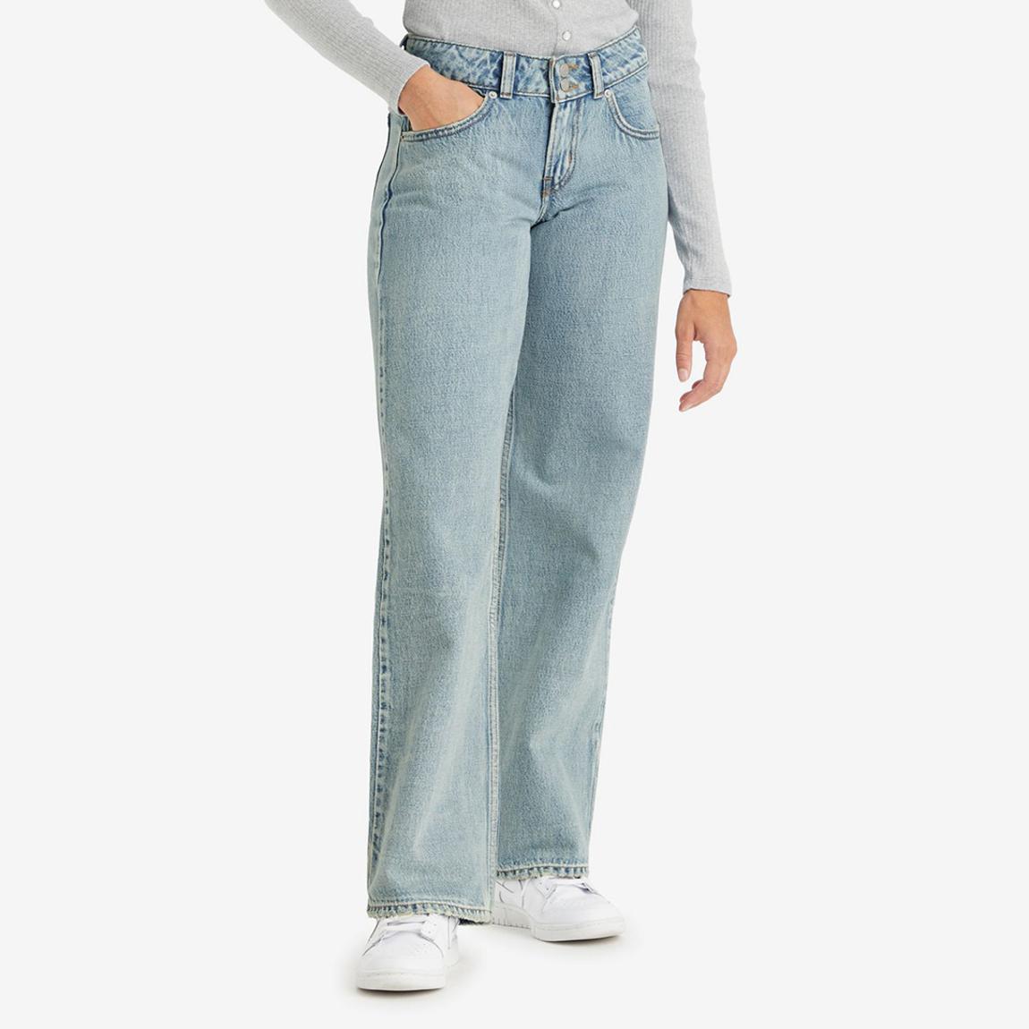 Light Blue Super Low Blend Loose Jeans main product photo