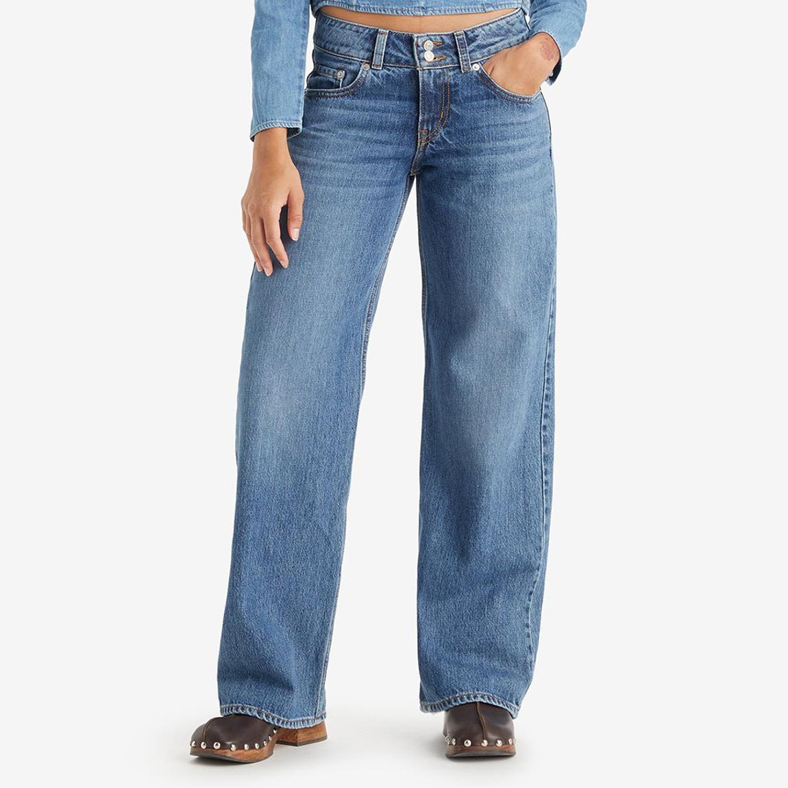 Mid Blue Super Low Cotton Loose Jeans main product photo