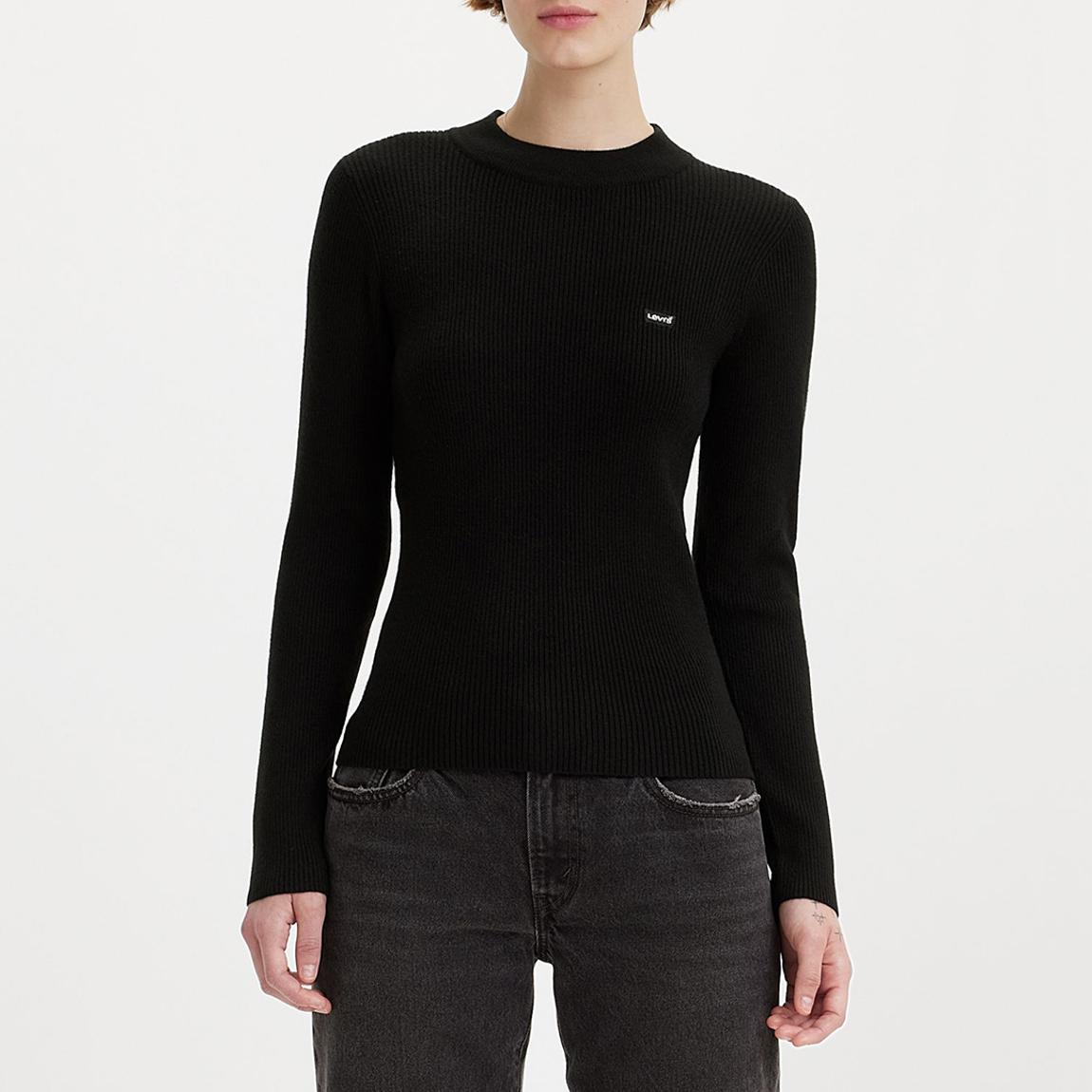 Black Ribbed Knit Crew Neck Jumper main product photo