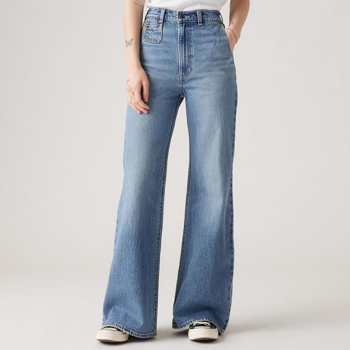 Mid Blue Ribcage Bells Cotton Stretch Jeans main product photo