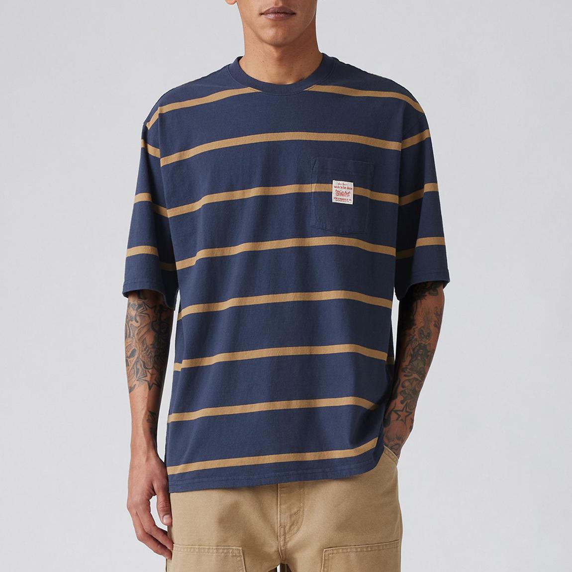 Navy Stripe Oversized Workwear Cotton T-Shirt main product photo