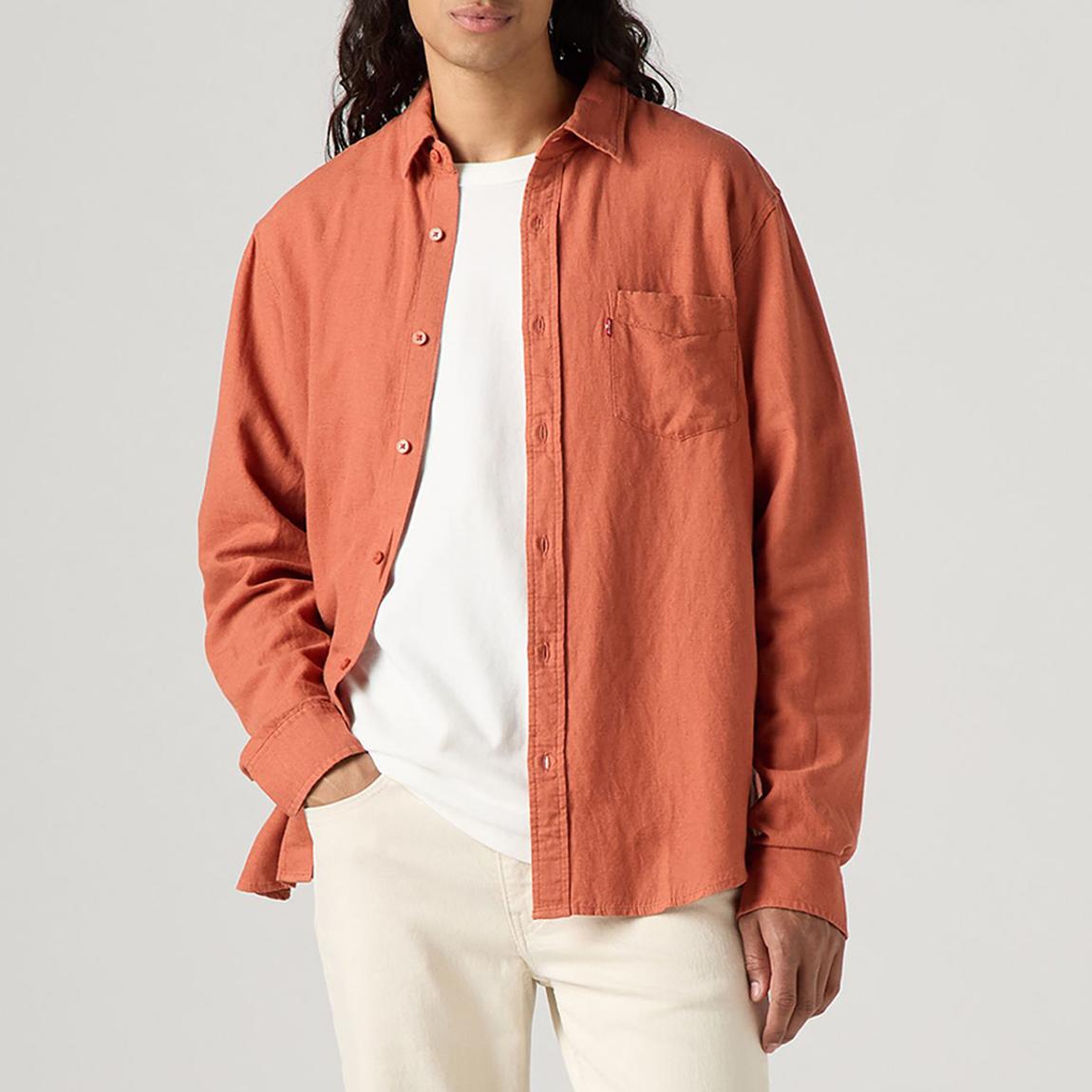 Rust Linen Blend Relaxed Shirt main product photo