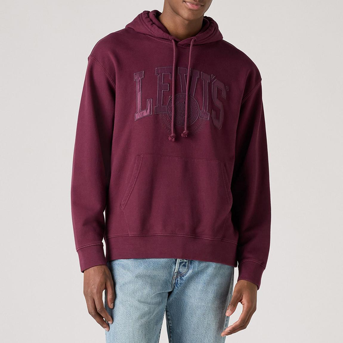 Burgundy Relaxed Graphic Cotton Hoodie main product photo