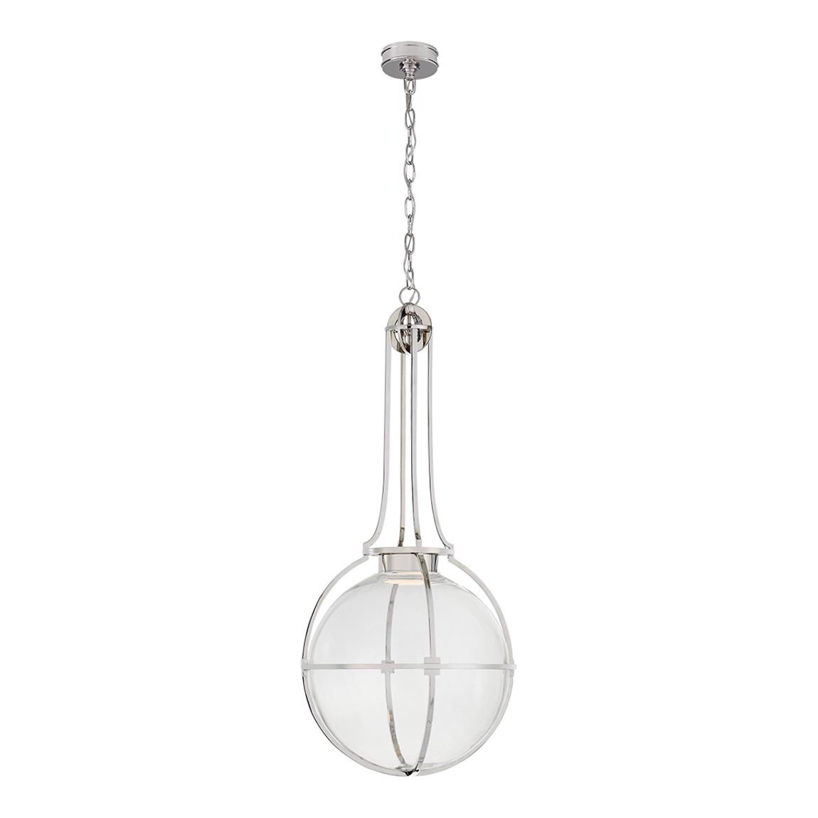 Gracie Large Captured Globe Pendant in Polished Nickel with Clear Glass main product photo