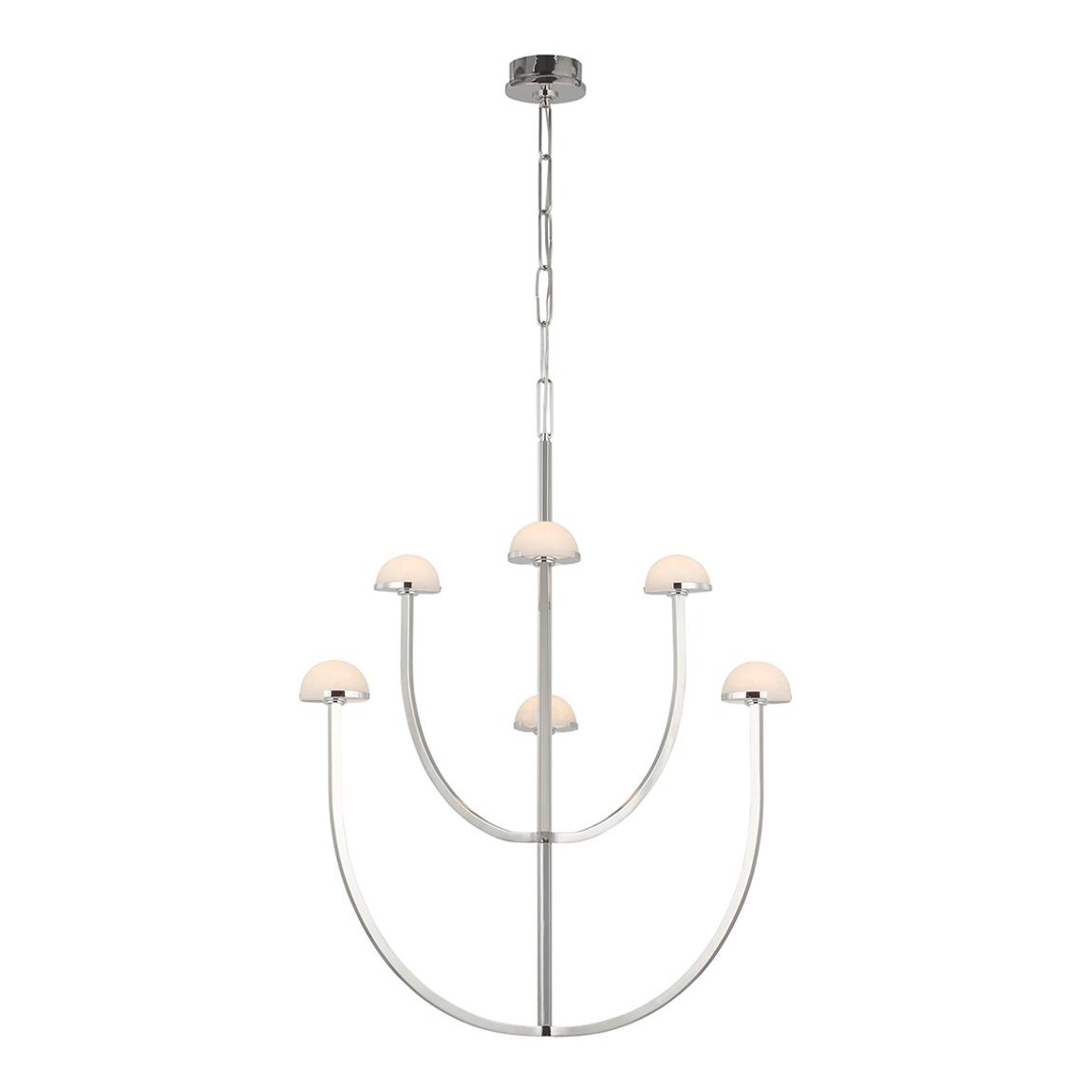 Pedra Large Two-Tier Chandelier in Polished Nickel with Alabaster main product photo