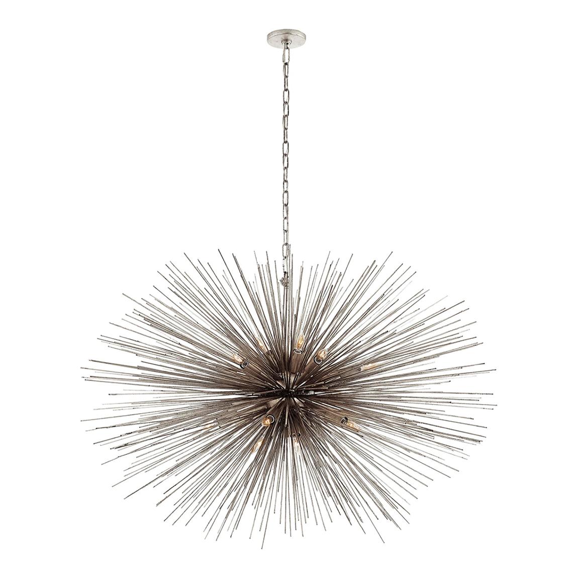 Strada Large Oval Chandelier in Burnished Silver Leaf main product photo