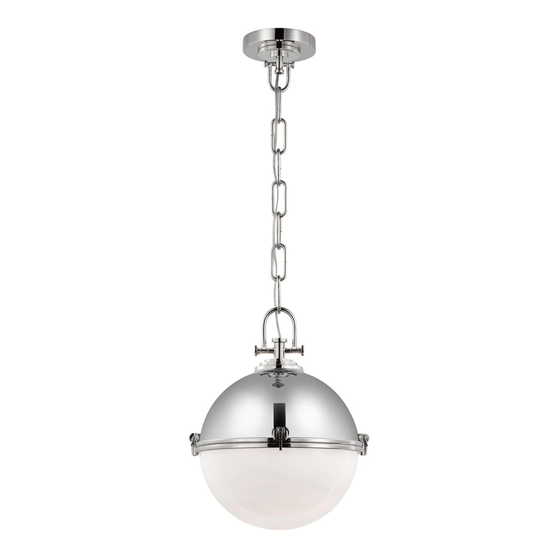 Adrian Large Globe Pendant in Polished Nickel with White Glass main product photo