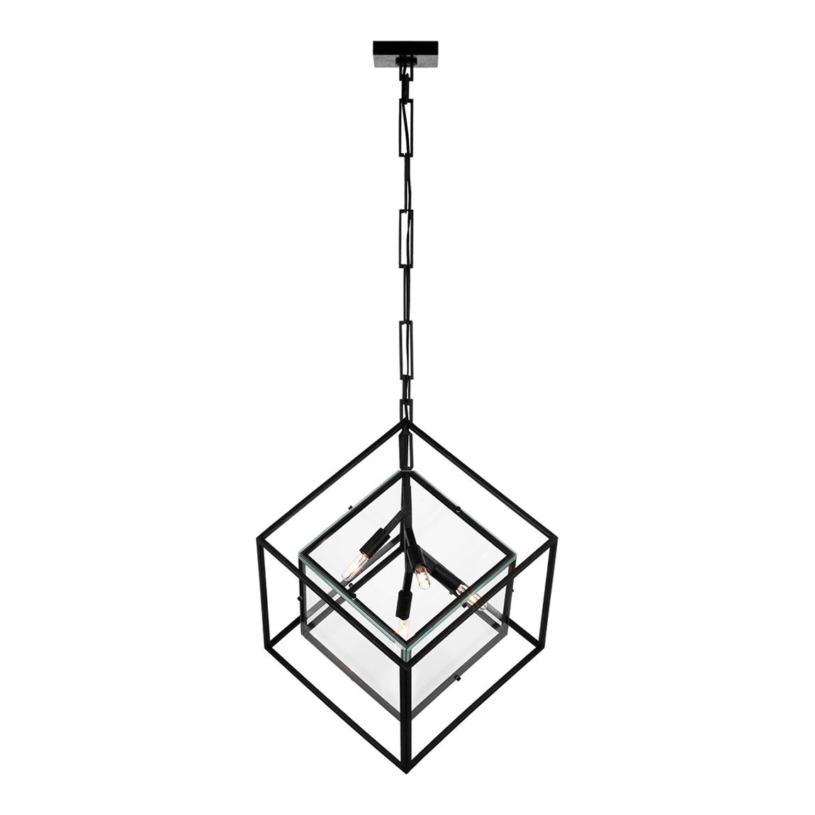 Cubed Large Pendant in Aged Iron with Clear Glass main product photo