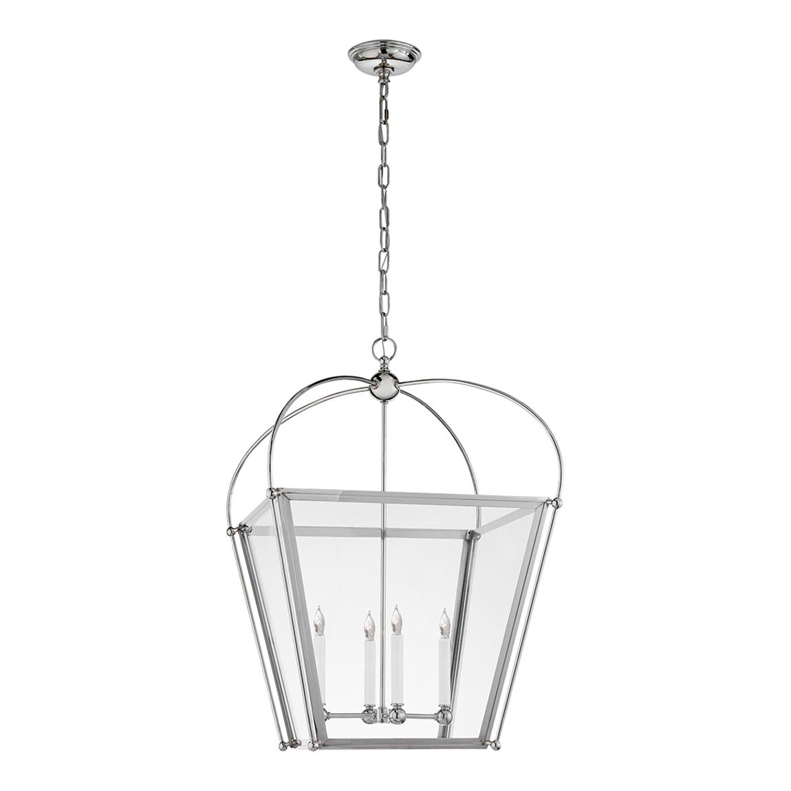 Riverside Medium Square Lantern in Polished Nickel with Clear Glass main product photo