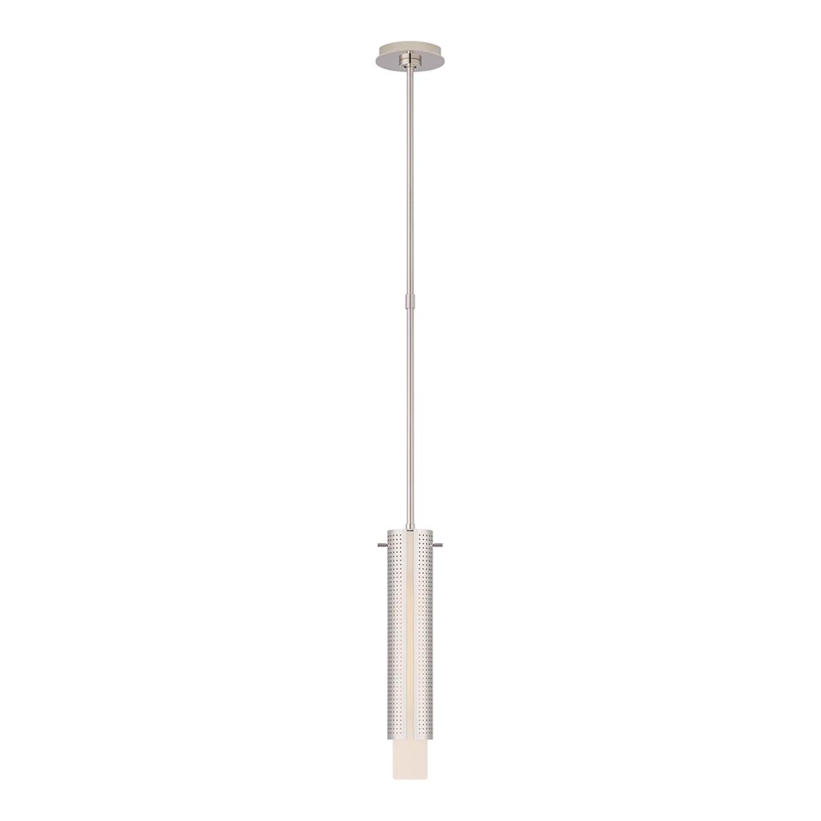 Precision Small Cylinder Pendant in Polished Nickel with White Glass main product photo