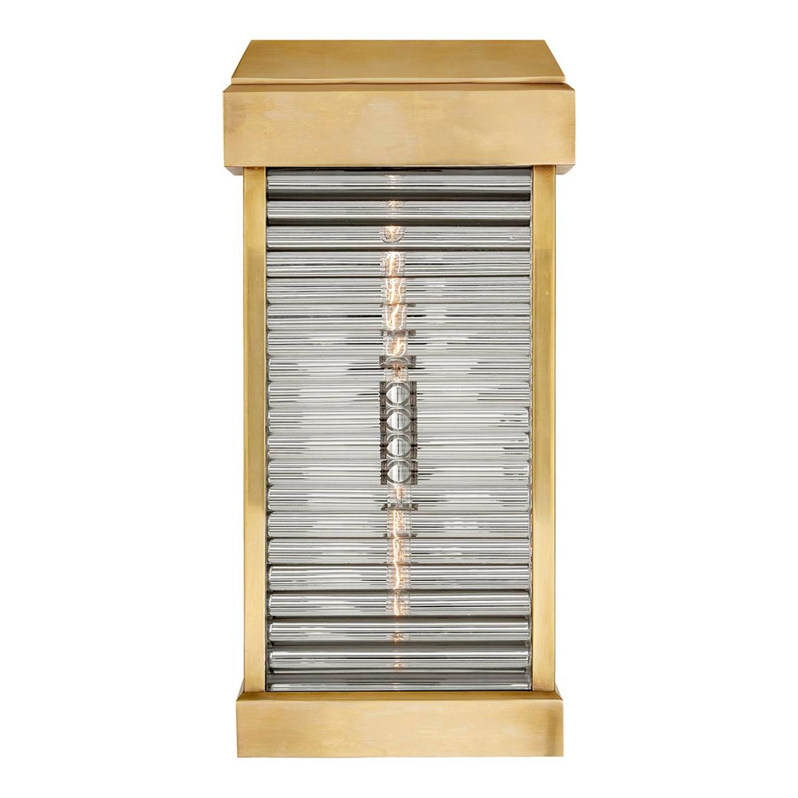Dunmore Large Curved Glass Louver Sconce in Antique-Burnished Brass with Clear Glass main product photo