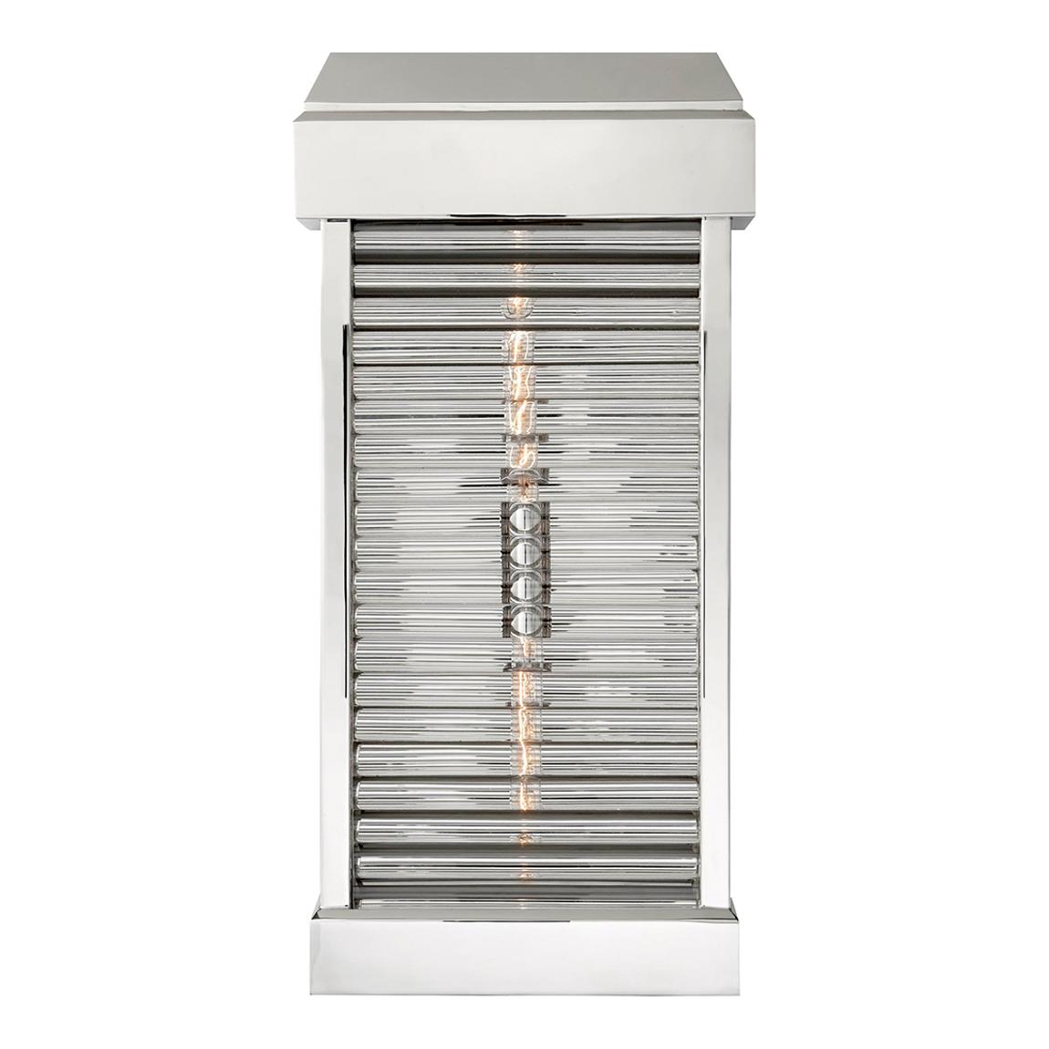 Dunmore Large Curved Glass Louver Sconce in Polished Nickel with Clear Glass main product photo