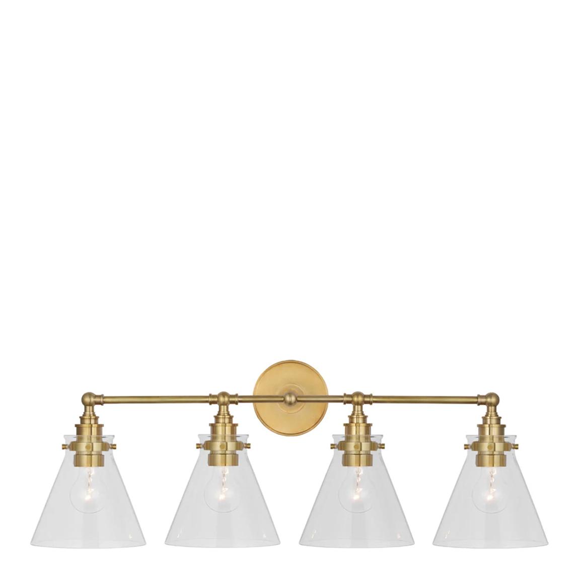 Parkington 32" Four Light Bath Bar in Antique-Burnished Brass with Clear Glass main product photo