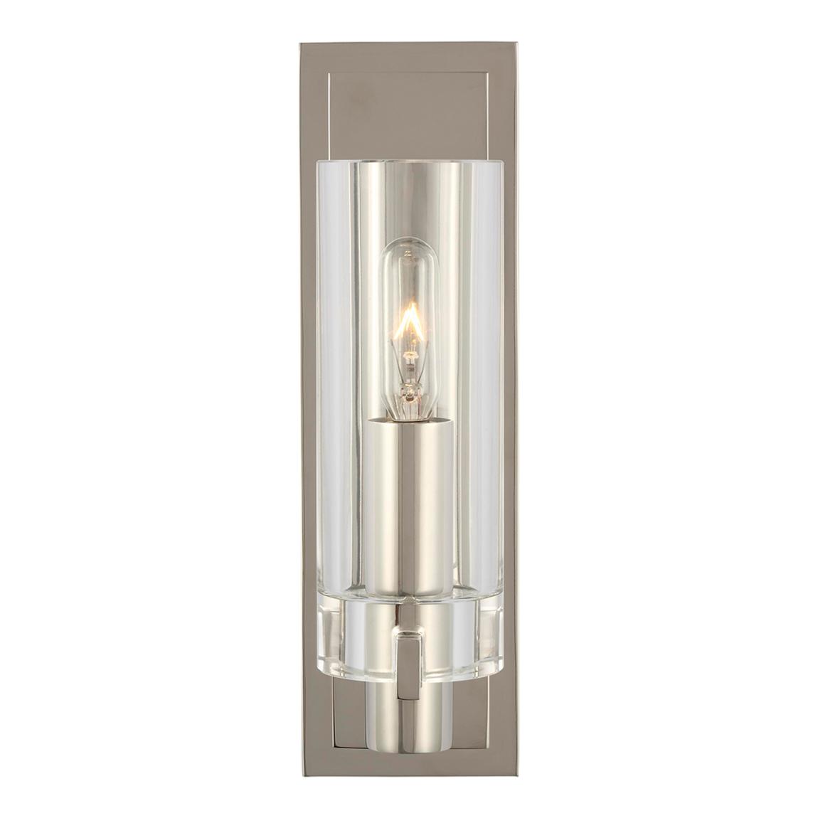 Sonnet Petite Single Sconce in Polished Nickel with Clear Glass main product photo