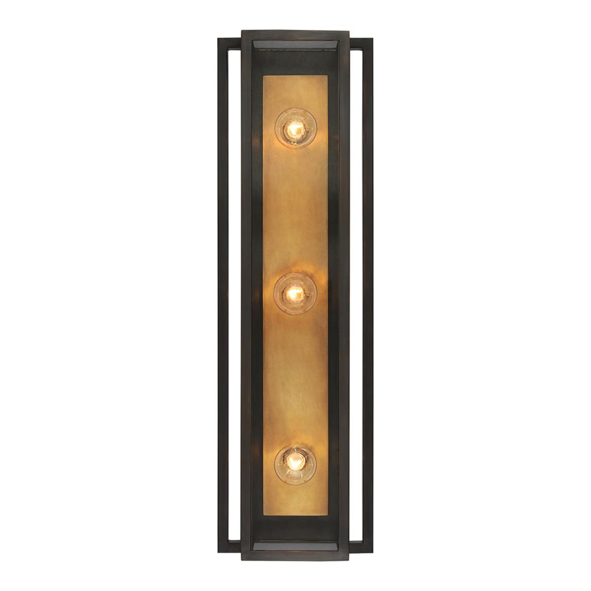 Halle 24" Vanity Light in Bronze and Hand-Rubbed Antique Brass with Clear Glass main product photo