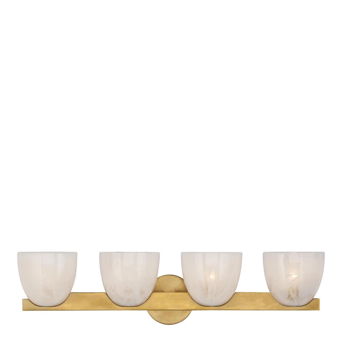 Carola 4-Light Bath Sconce in Hand-Rubbed Antique Brass with White Strie Glass main product photo