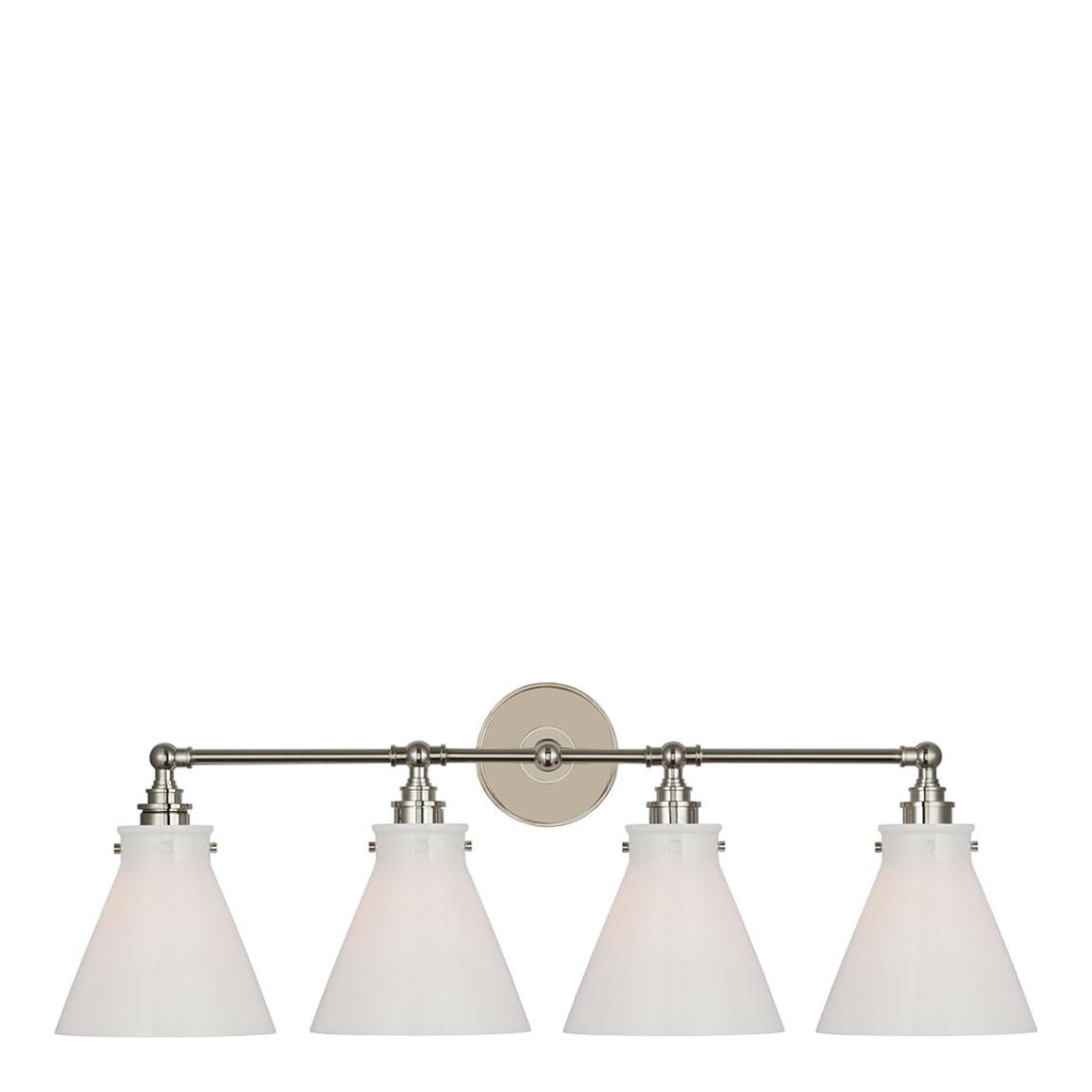 Parkington 32" Four Light Bath Bar in Bronze with White Glass main product photo