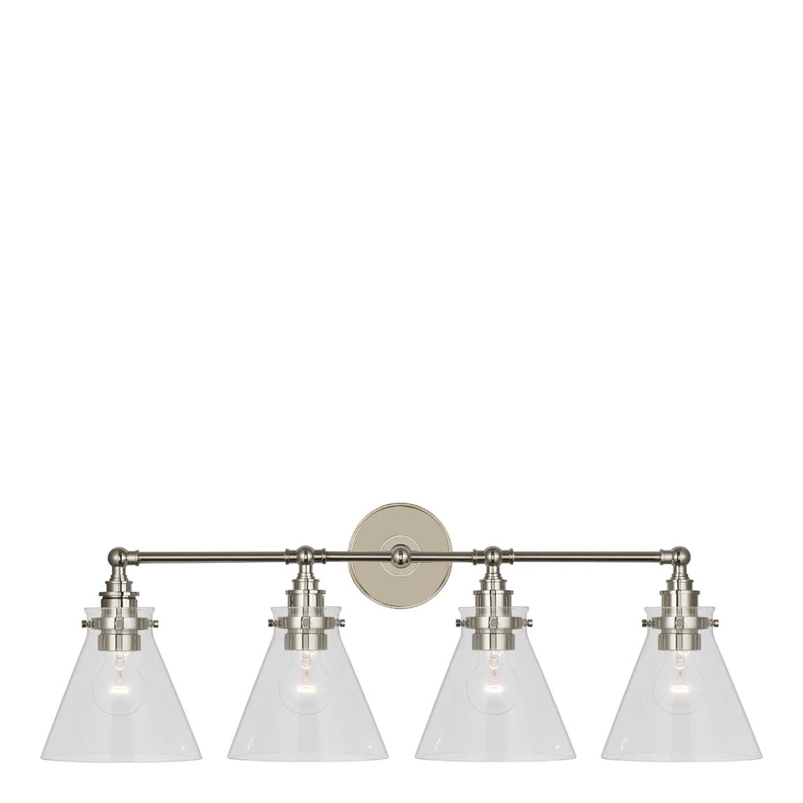 Parkington 32" Four Light Bath Bar in Polished Nickel with Clear Glass main product photo