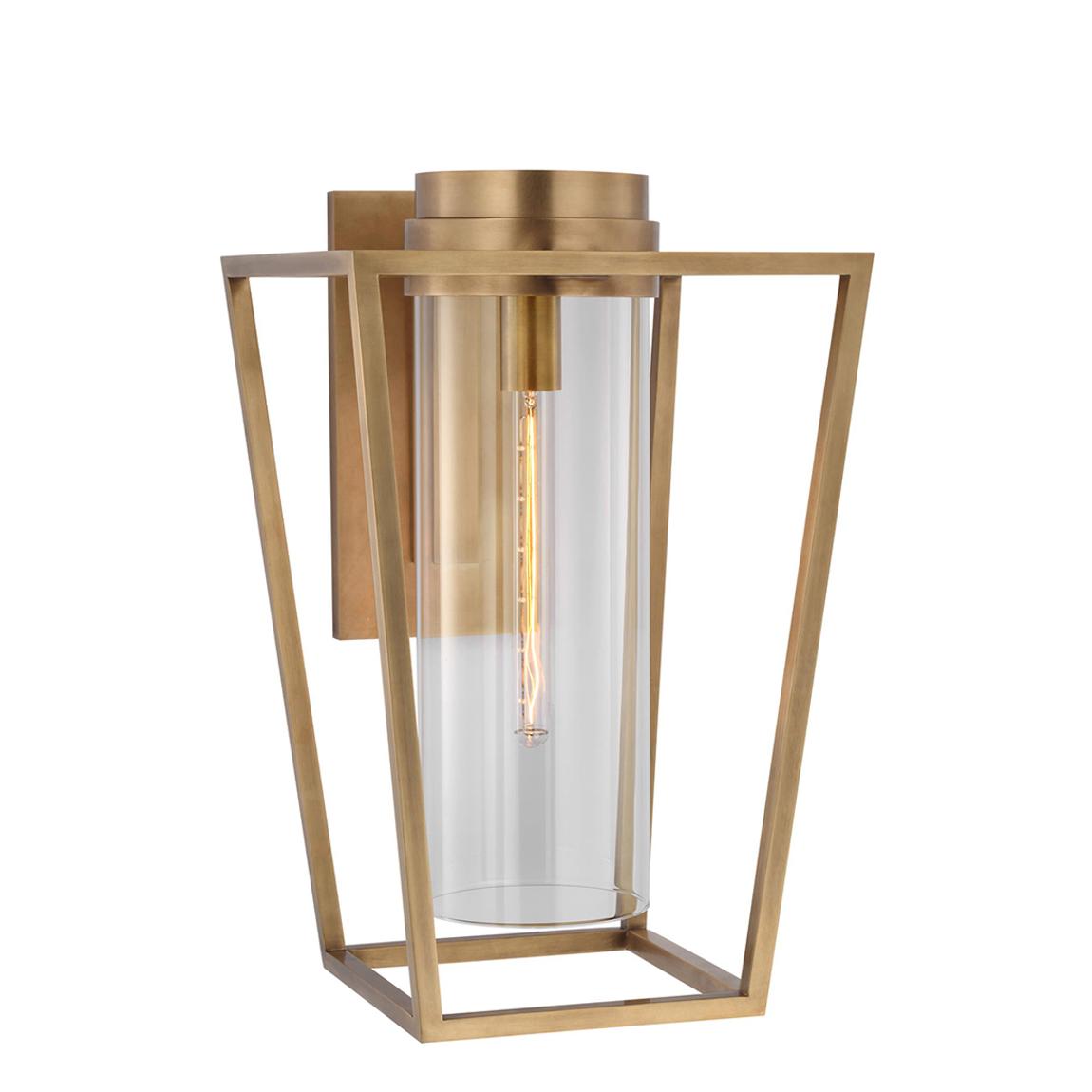 Presidio Medium Bracketed Sconce in Hand-Rubbed Antique Brass with Clear Glass main product photo