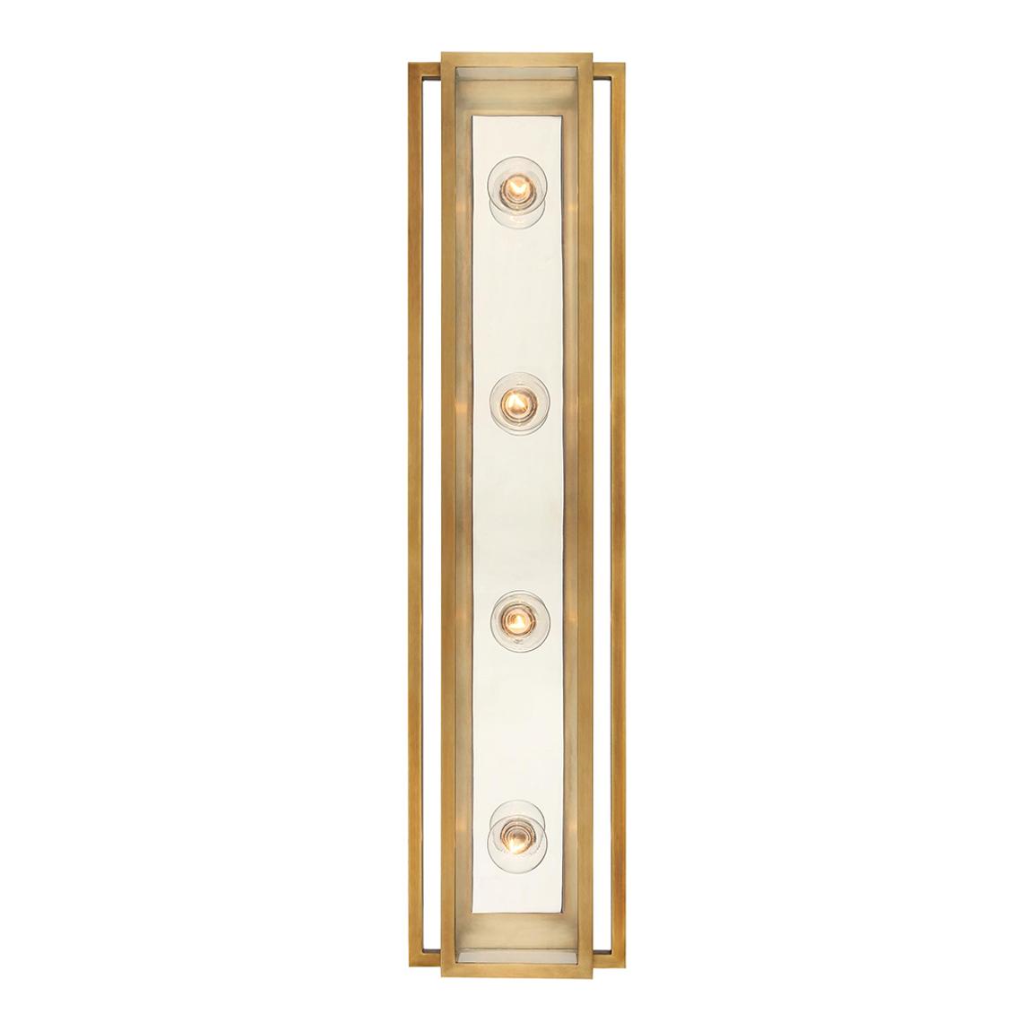 Halle 30" Vanity Light in Hand-Rubbed Antique Brass and Polished Nickel with Clear Glass main product photo