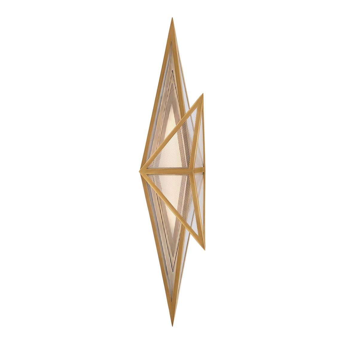 Ori Tall Sconce in Antique-Burnished Brass with Clear Lined Glass main product photo