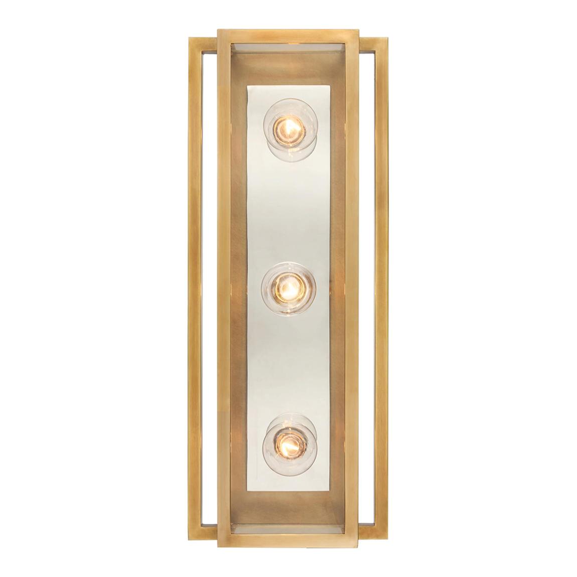 Halle 18" Vanity Light in Hand-Rubbed Antique Brass and Polished Nickel with Clear Glass main product photo