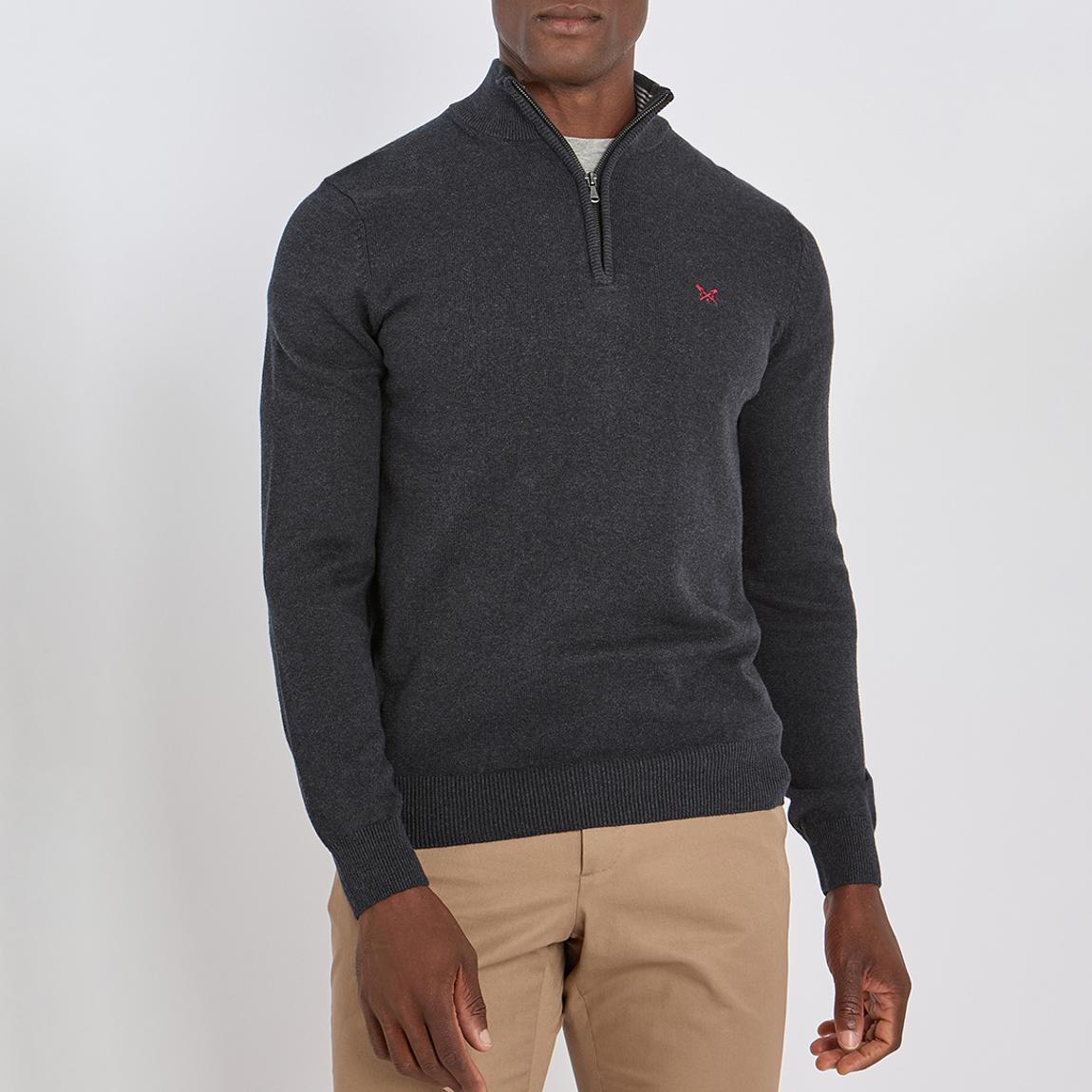 Grey Marl Half Zip Knit Jumper main product photo