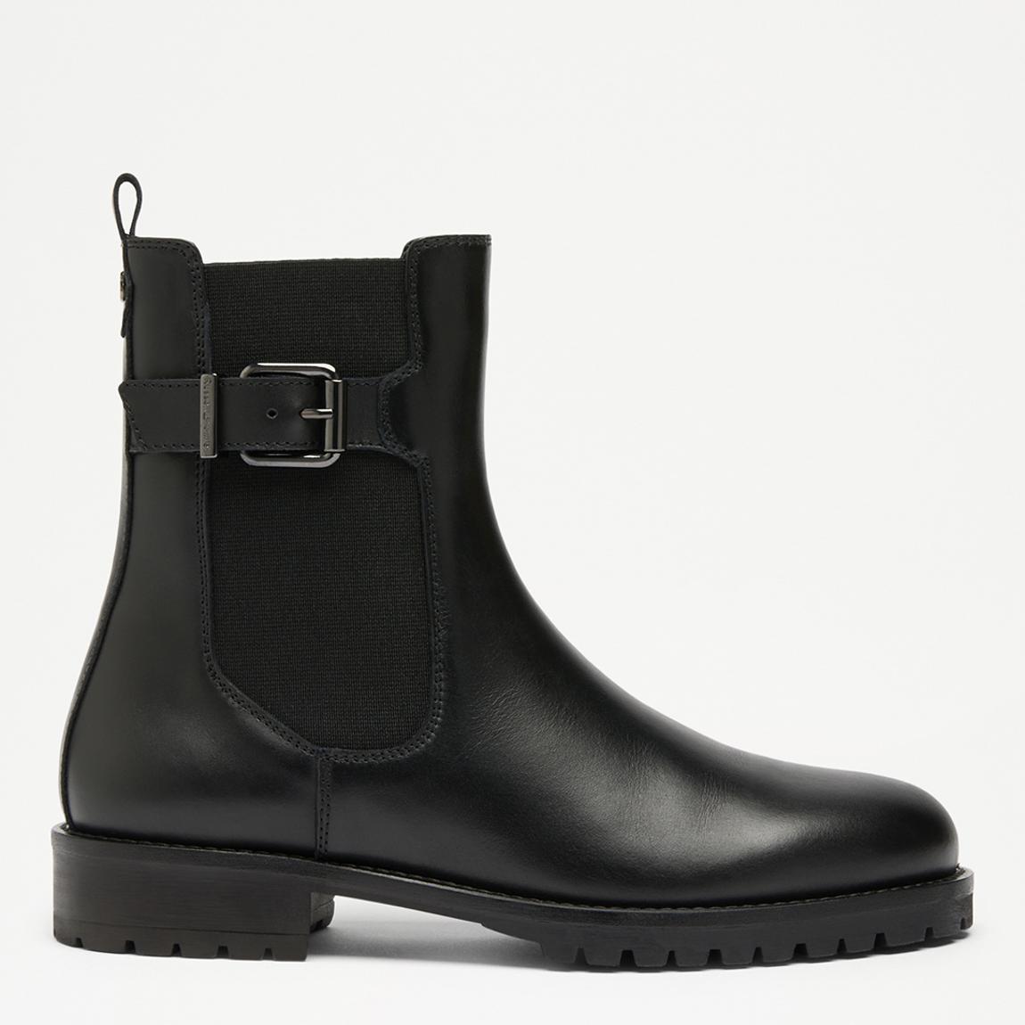 Russell Bromley Women's Black Saint Leather Flat Chelsea Boots