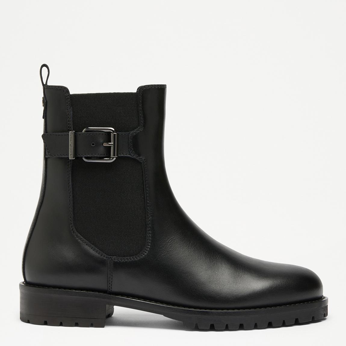 Women's Black Saint Leather Flat Chelsea Boots main product photo