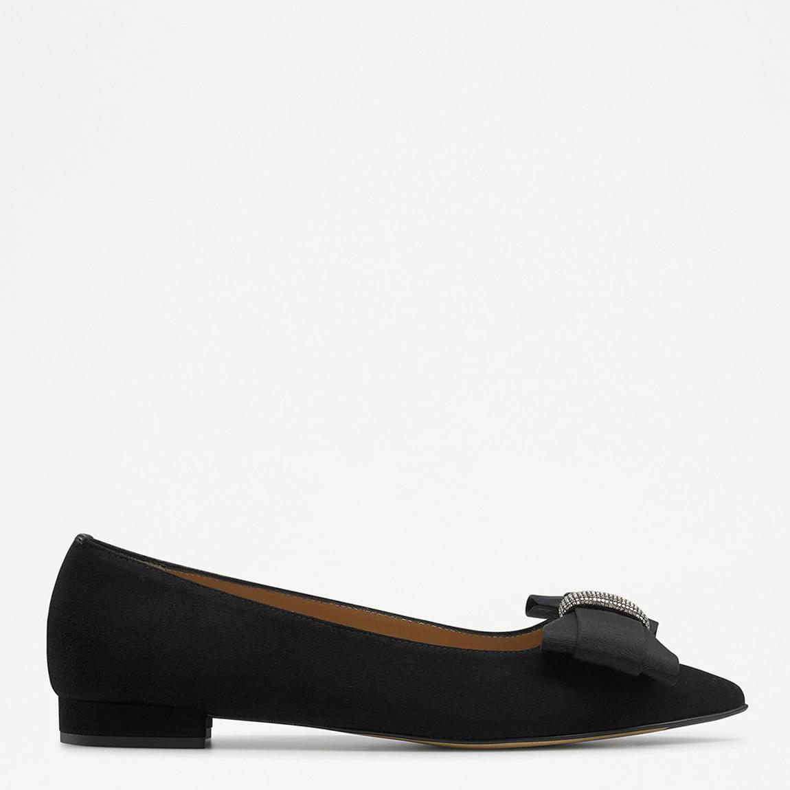 Women's Black Bowtiful Suede Laceless Flat Shoes main product photo