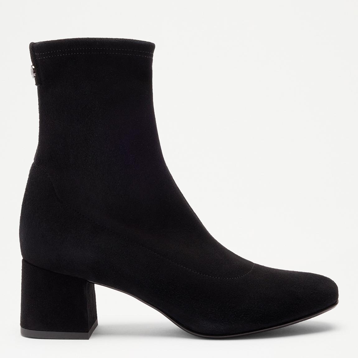 Women's Black Infinity Stretch Suede Heeled Ankle Boots main product photo