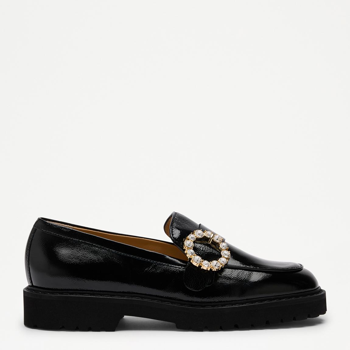Women's Black Gemgem Nappa Leather Flat Loafers main product photo