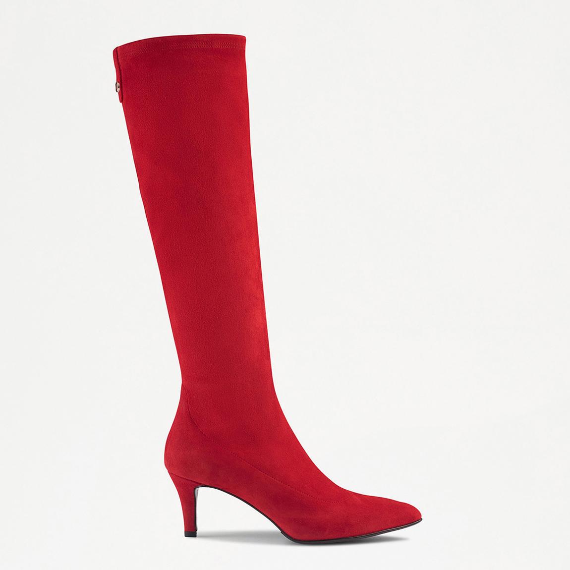 Women's Red Suede Hotlegs Heeled Tall Boots main product photo