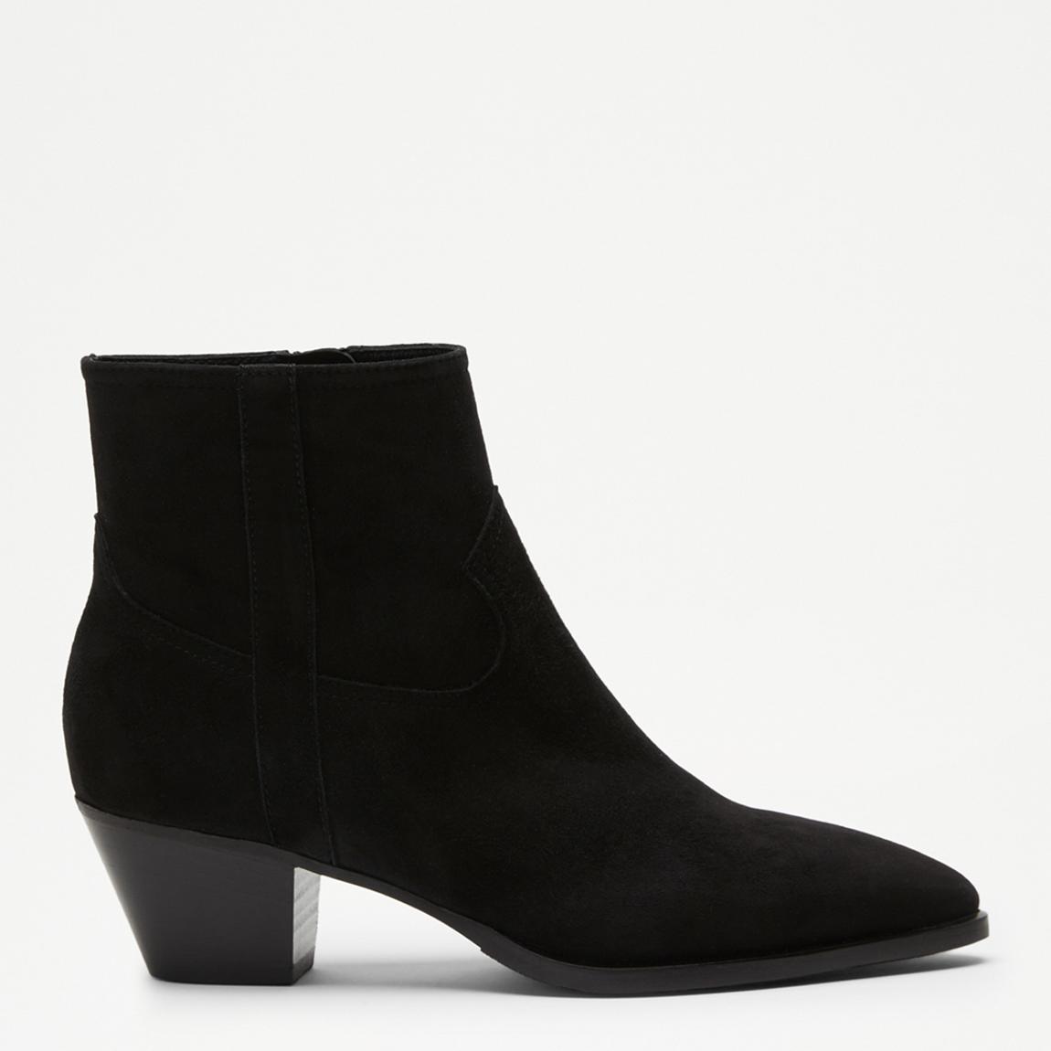 Women's Black Valley Suede Heeled Ankle Boots main product photo