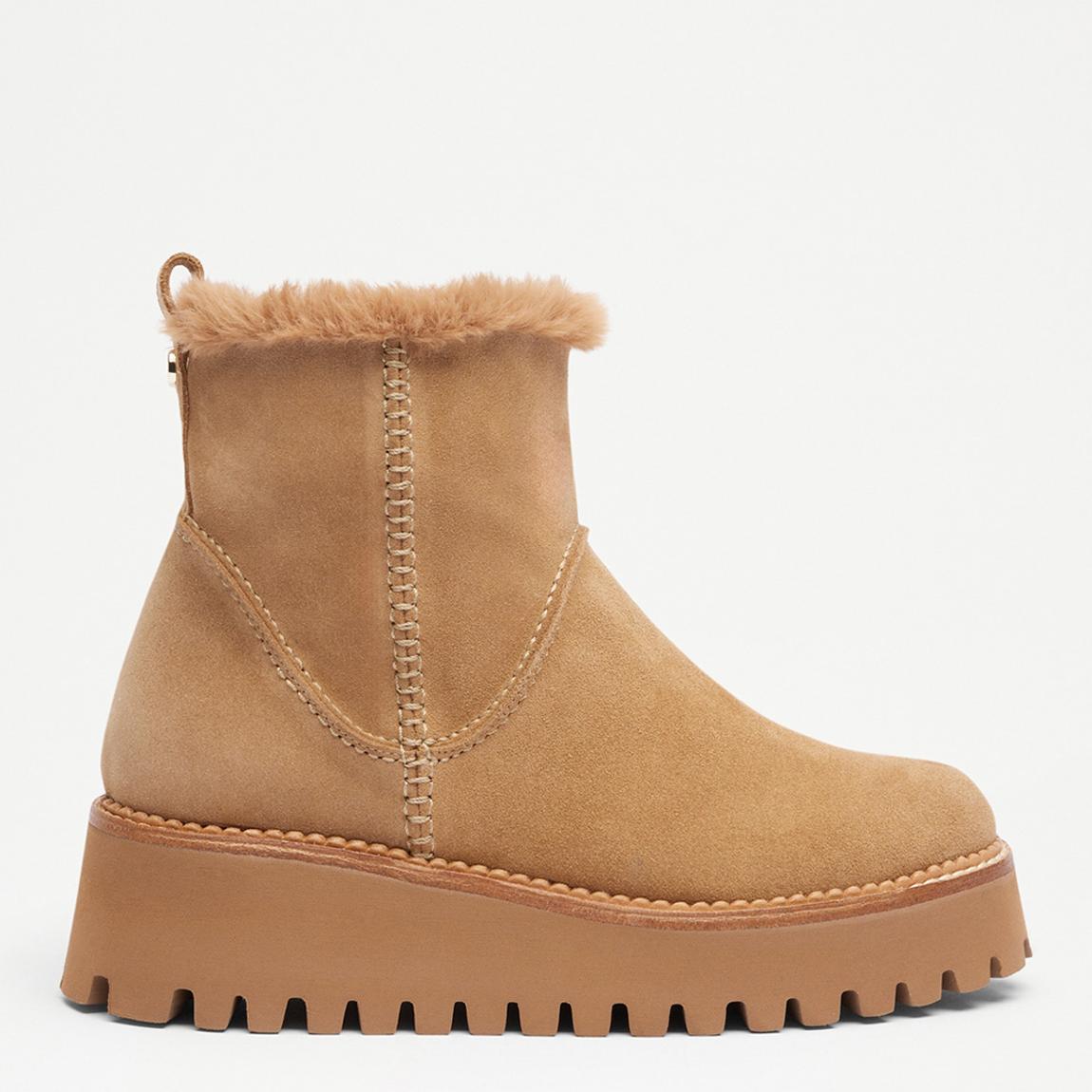 Women's Tan Snowfall Suede Flat Ankle Boots main product photo