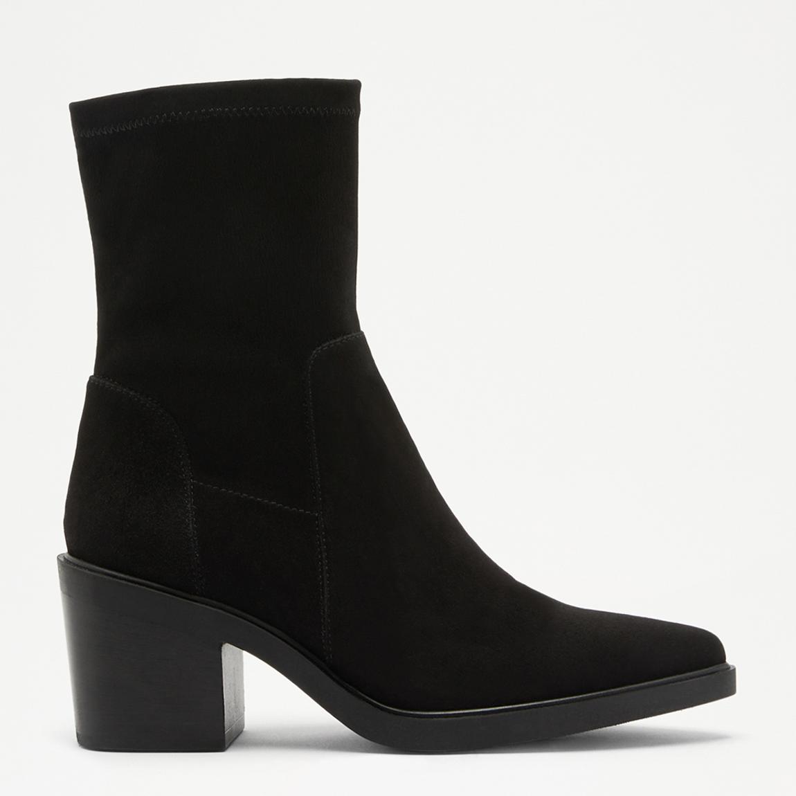 Women's Black Salute Suede Heeled Ankle Boots main product photo