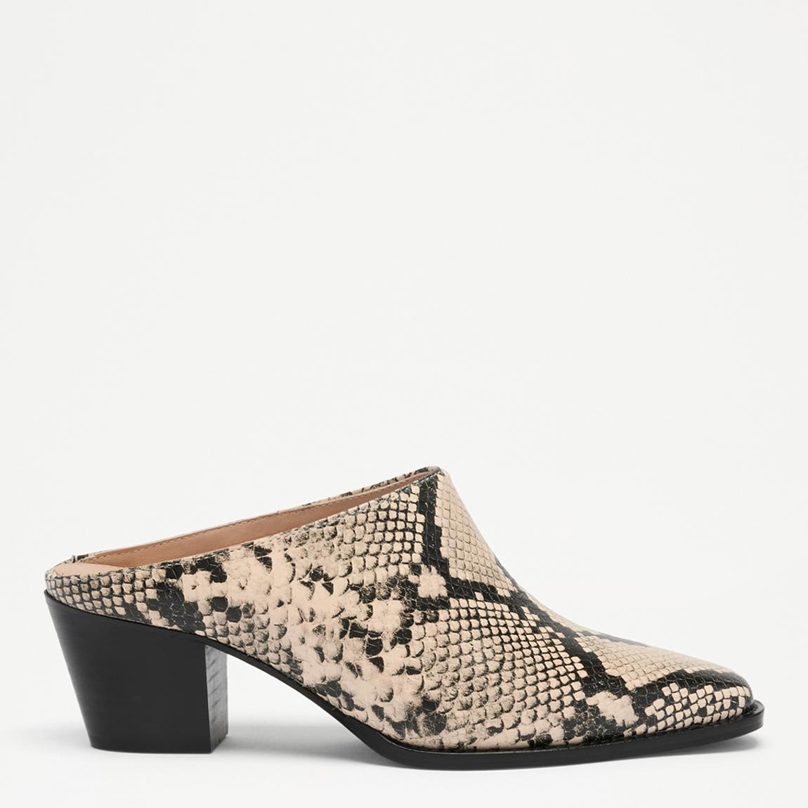 Women's Snake Print Betton Leather Heeled Mules main product photo