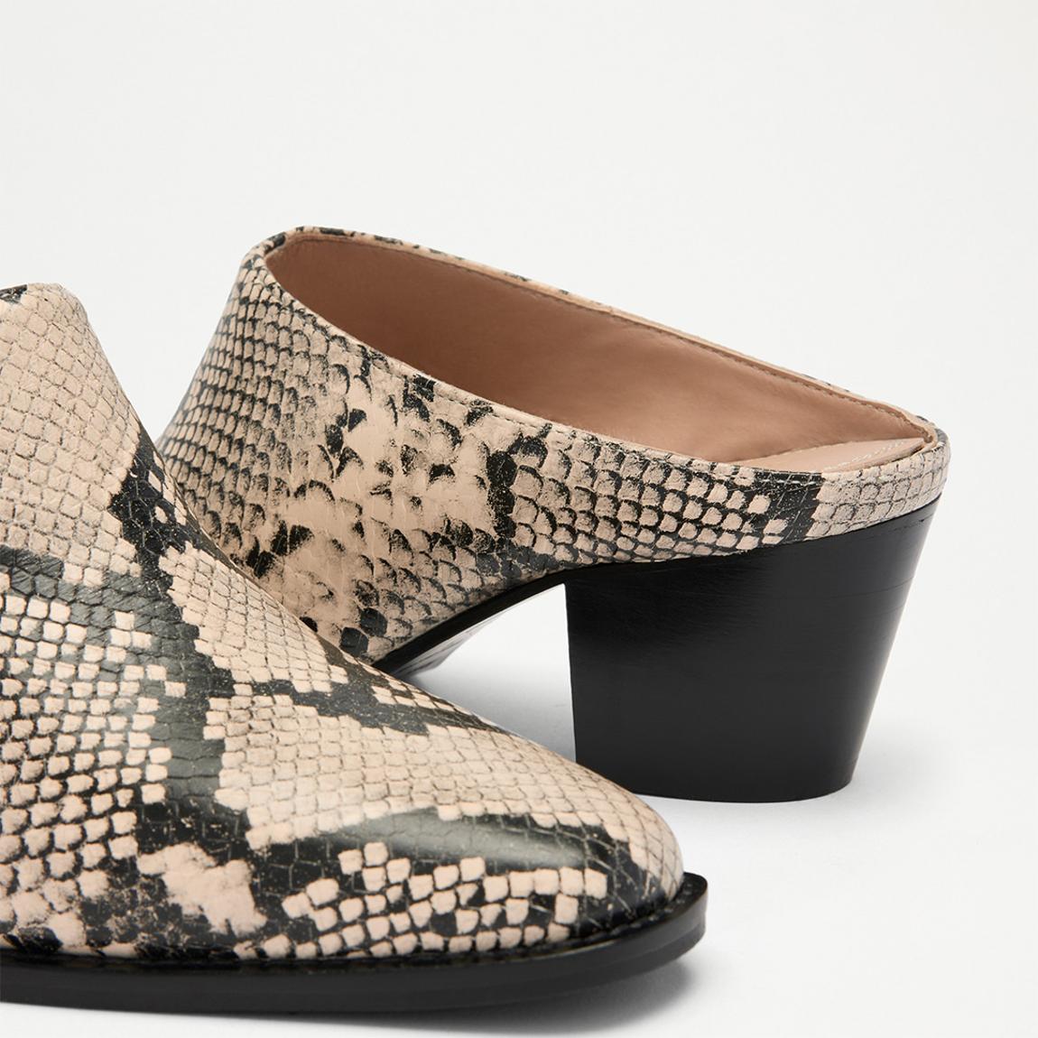 A New Day Paula Cognac Brown & Textured Snakeskin Mule Heels
