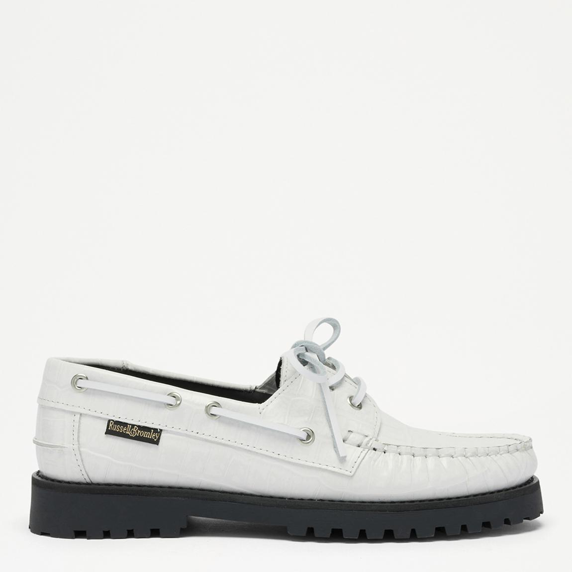 Women's White Johnby Croc AnimalBoat Shoe main product photo