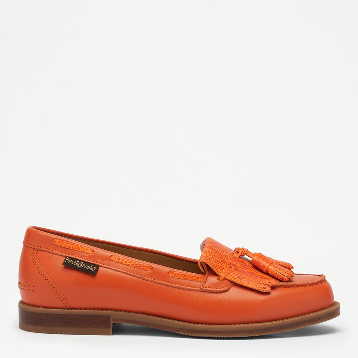 Women's Orange Chester Leather Flat Loafers main product photo