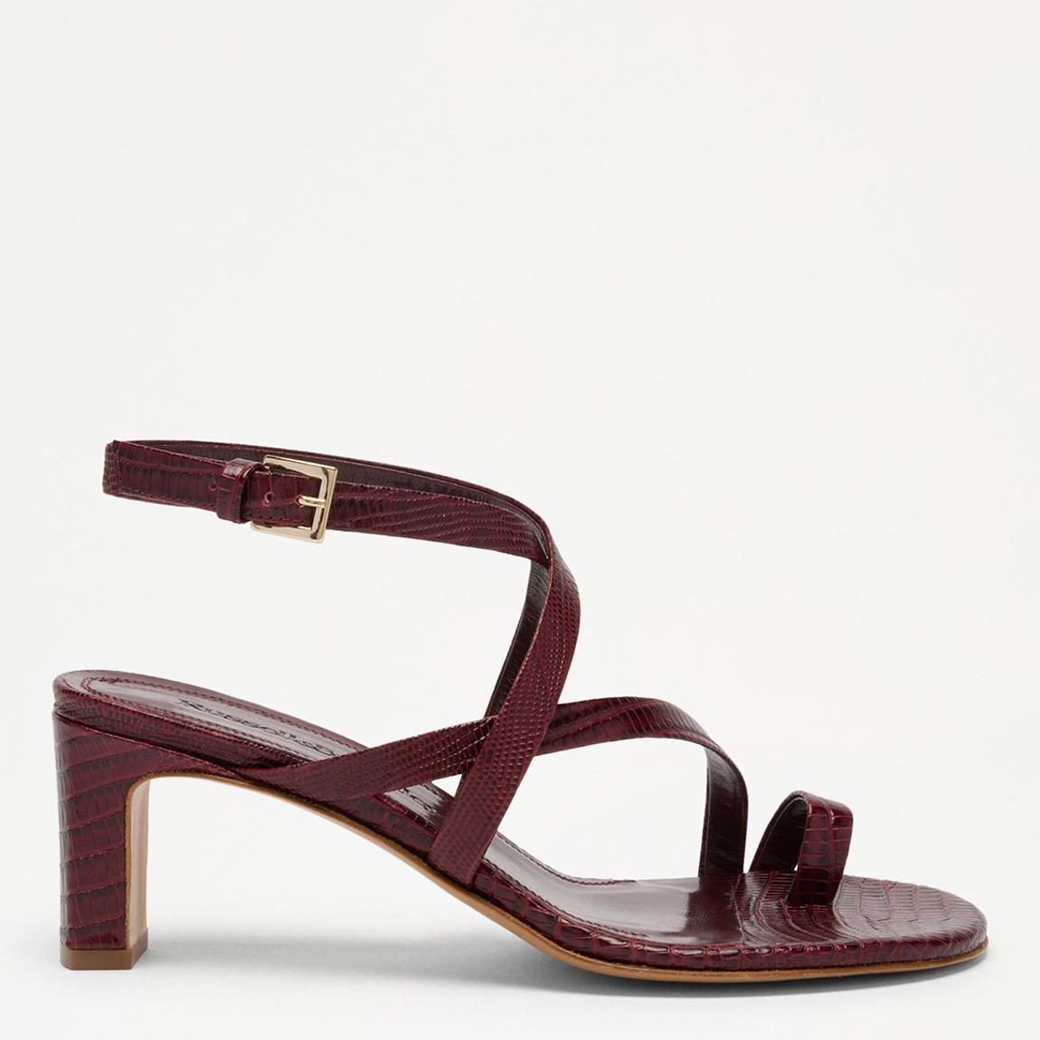 Women's Bordeaux Lizard Ashley Toe Post Heeled Sandals main product photo
