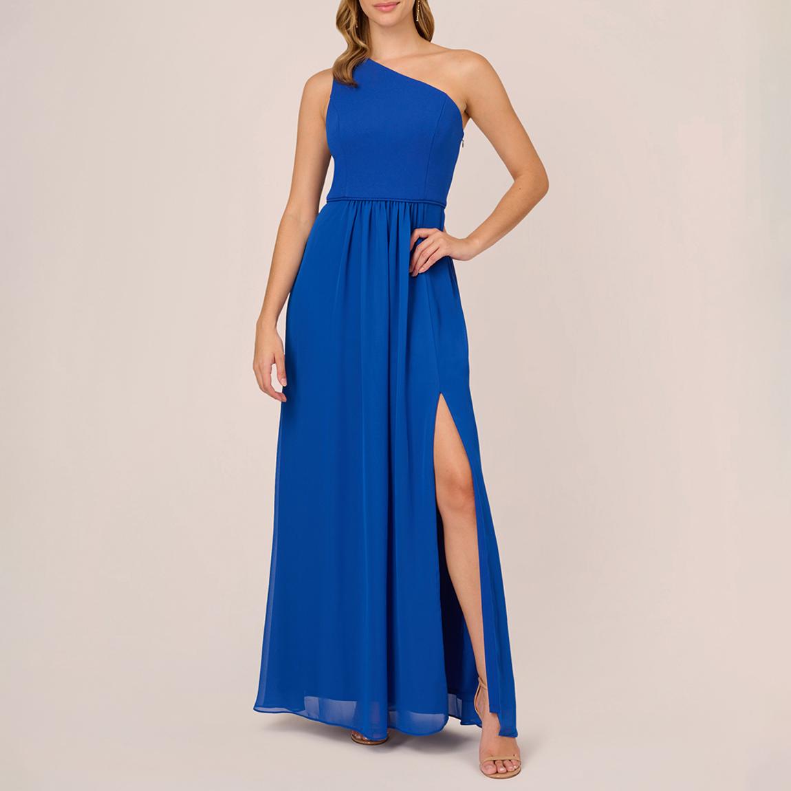 Blue One Shoulder Chiffon Gown main product photo
