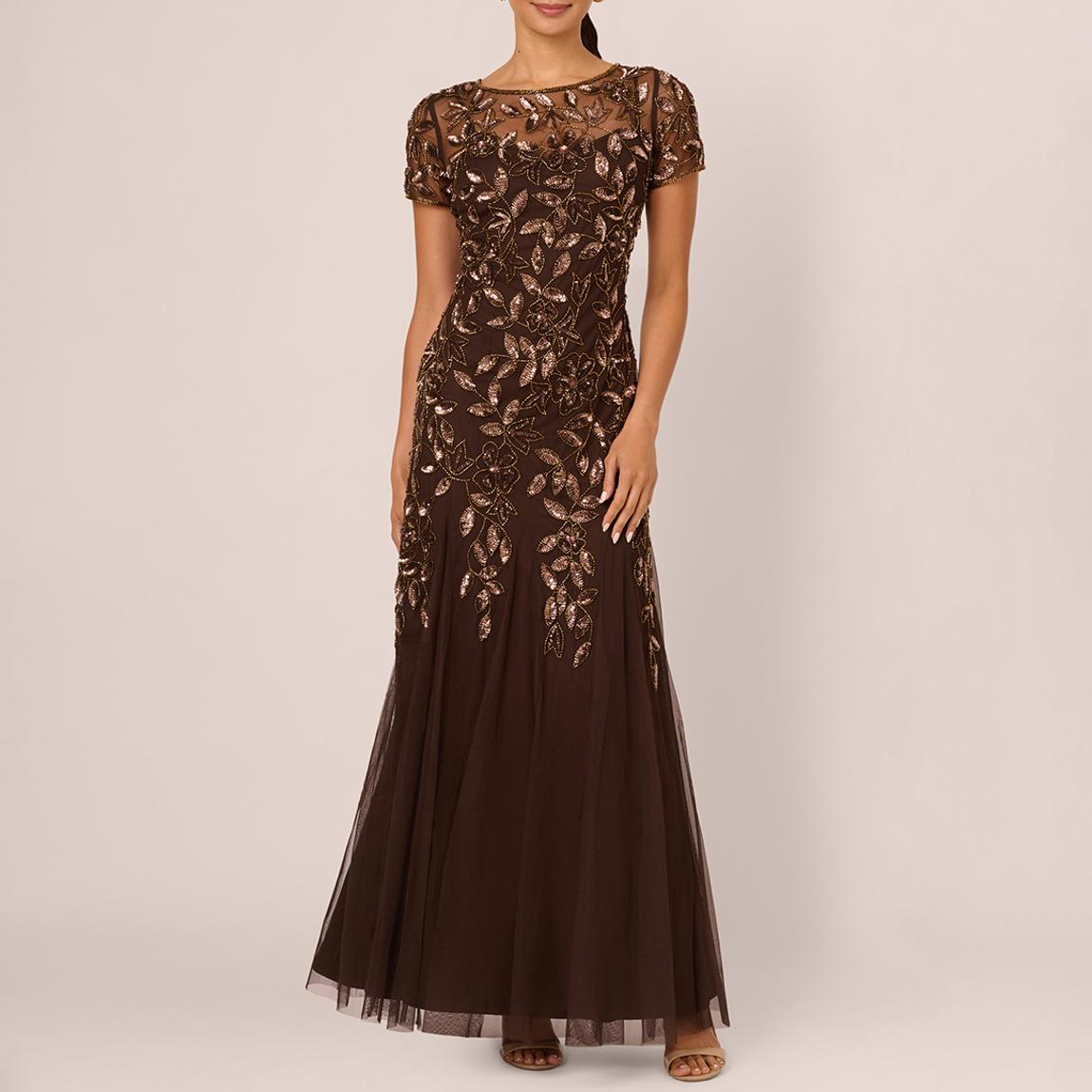 Black Bead Long Dress With Godets main product photo