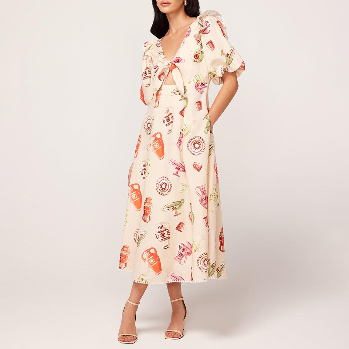 Pia Ivory Pottery Print Midi Dress main product photo